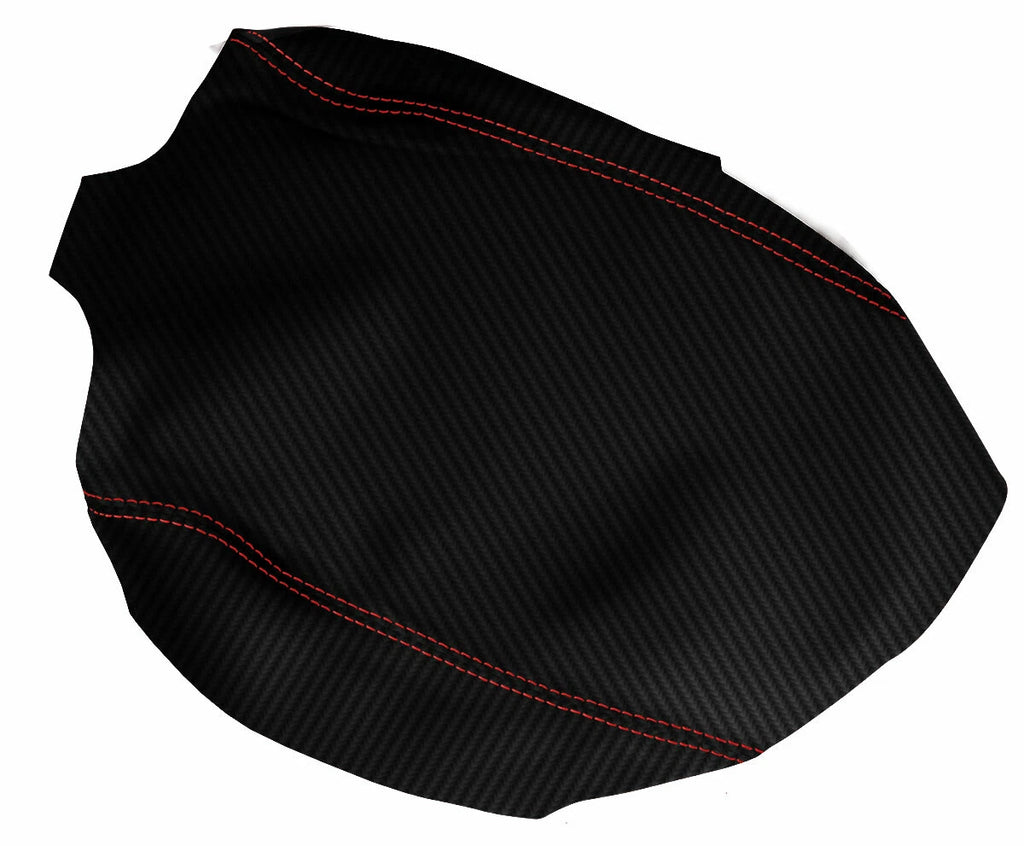 Console Lid Armrest Cover for Hummer H2 (2005–2007) Carbon Fiber Red Stitch