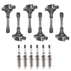 Set of 6X Ignition Coils + Spark Plugs for Nissan Murano (2009–2019) UF550