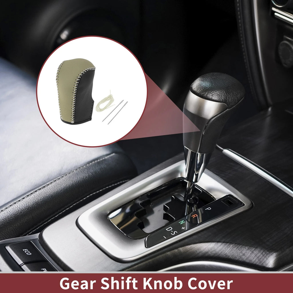 Gear Shift Knob Cover for Nissan Murano (2009–2013) Black Beige Faux Leather