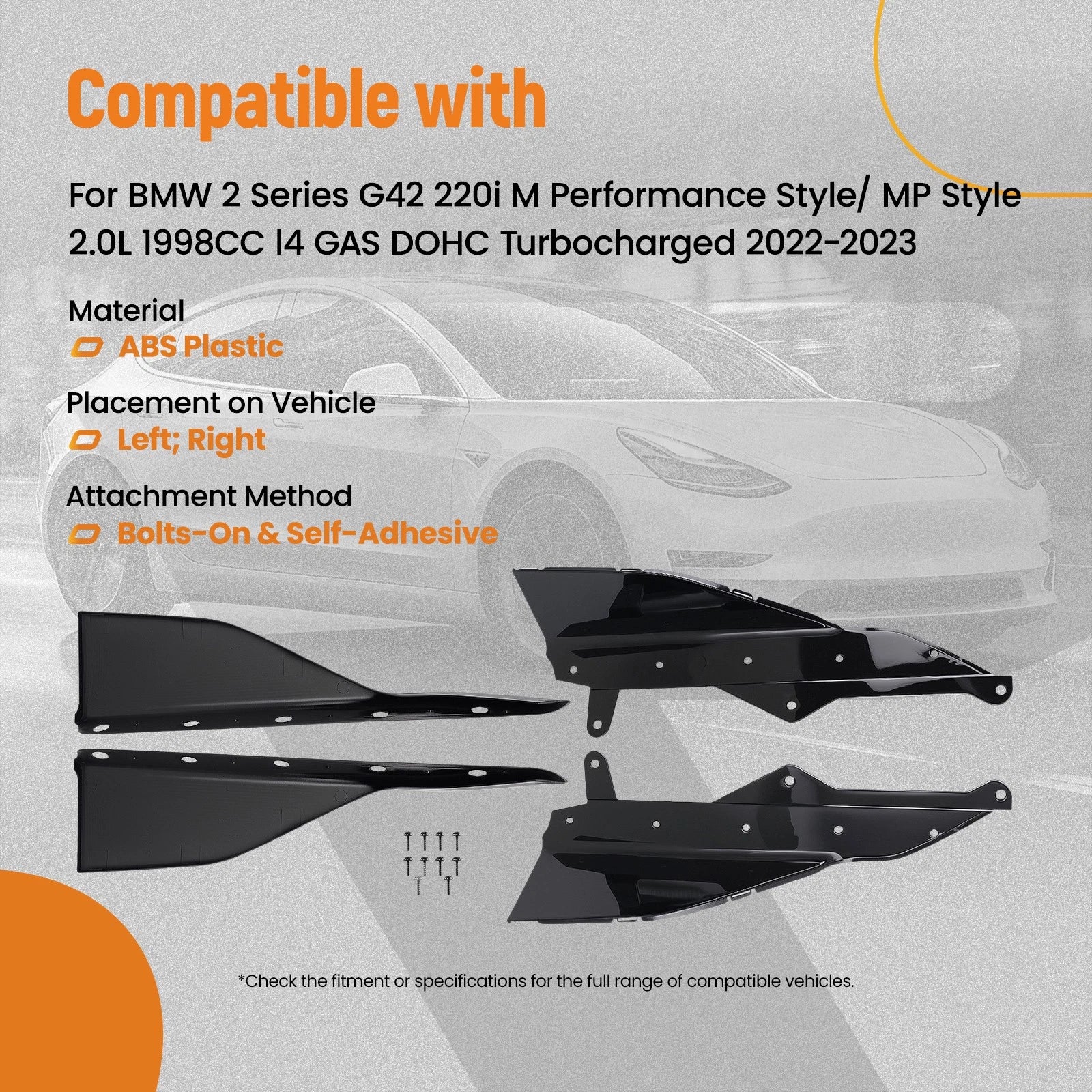 Set of 2 Body Side Skirts for BMW 2 Series G42 (2022–2024) Black MP Style