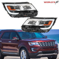 Set of 2 LED DRL Chrome Headlights for Ford Explorer (2016–2018)