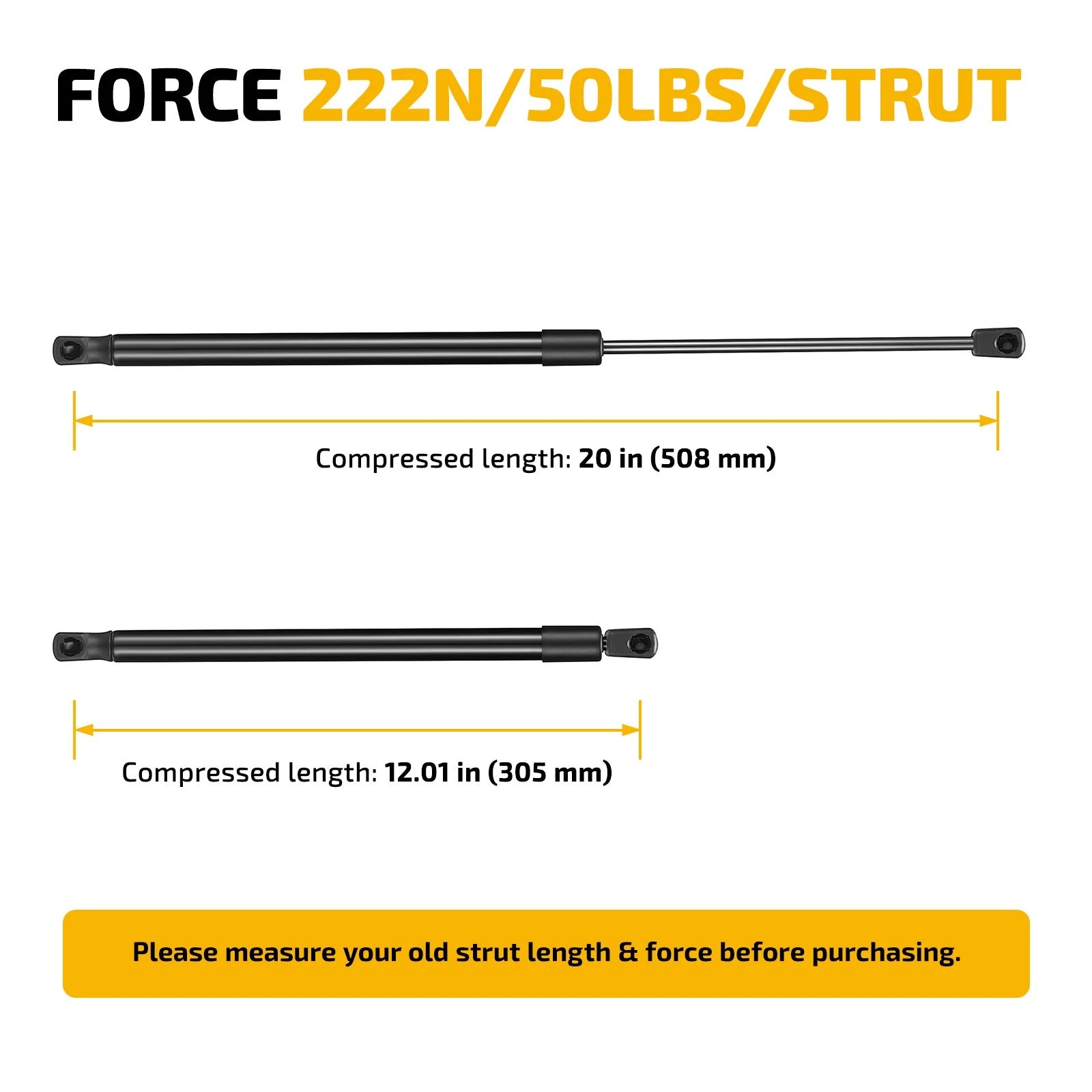 2X Gas Struts for Leer Camper Shell (20 Inch)