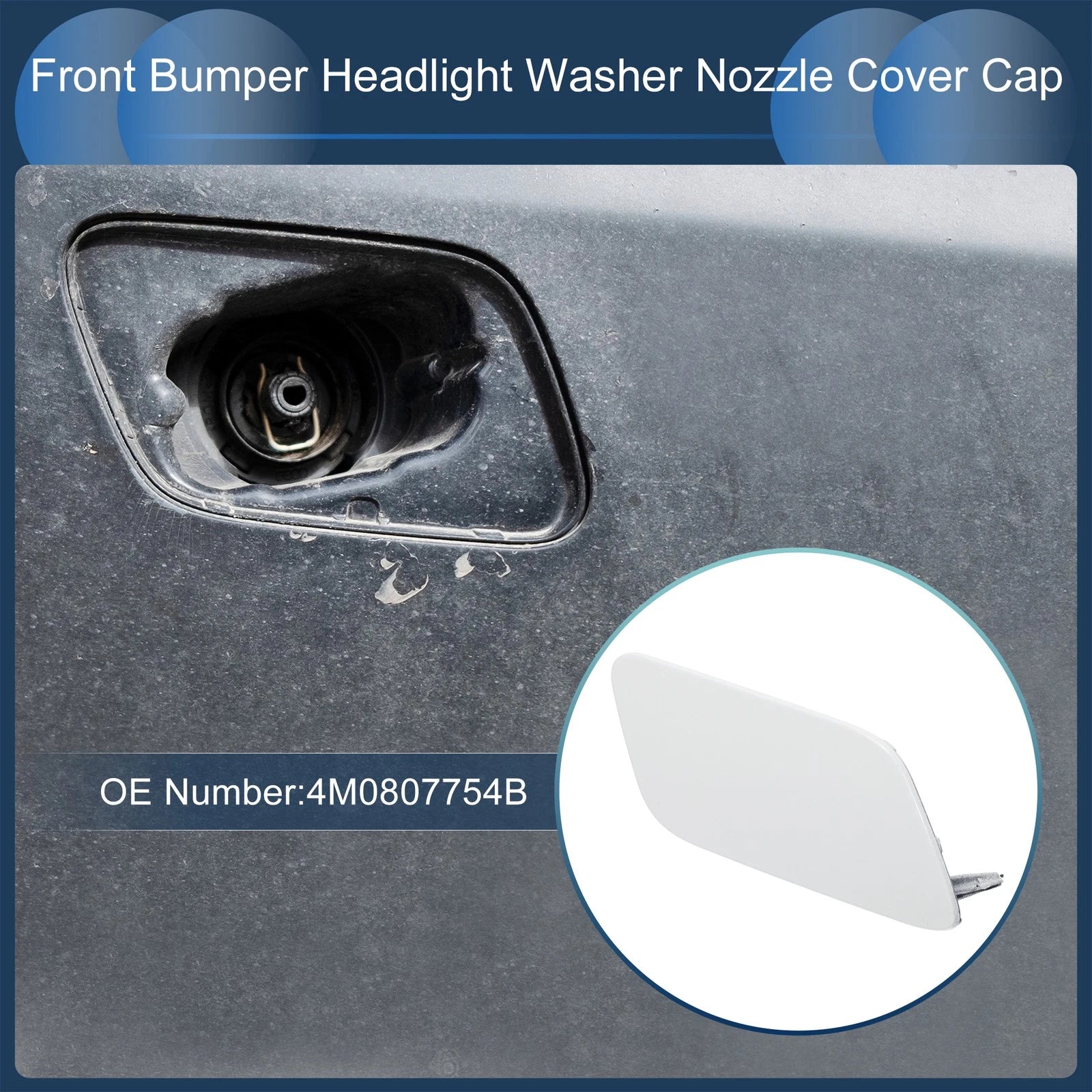 Washer Nozzle Cover Cap for Audi Q7 (2017–2019) White 1 Pcs