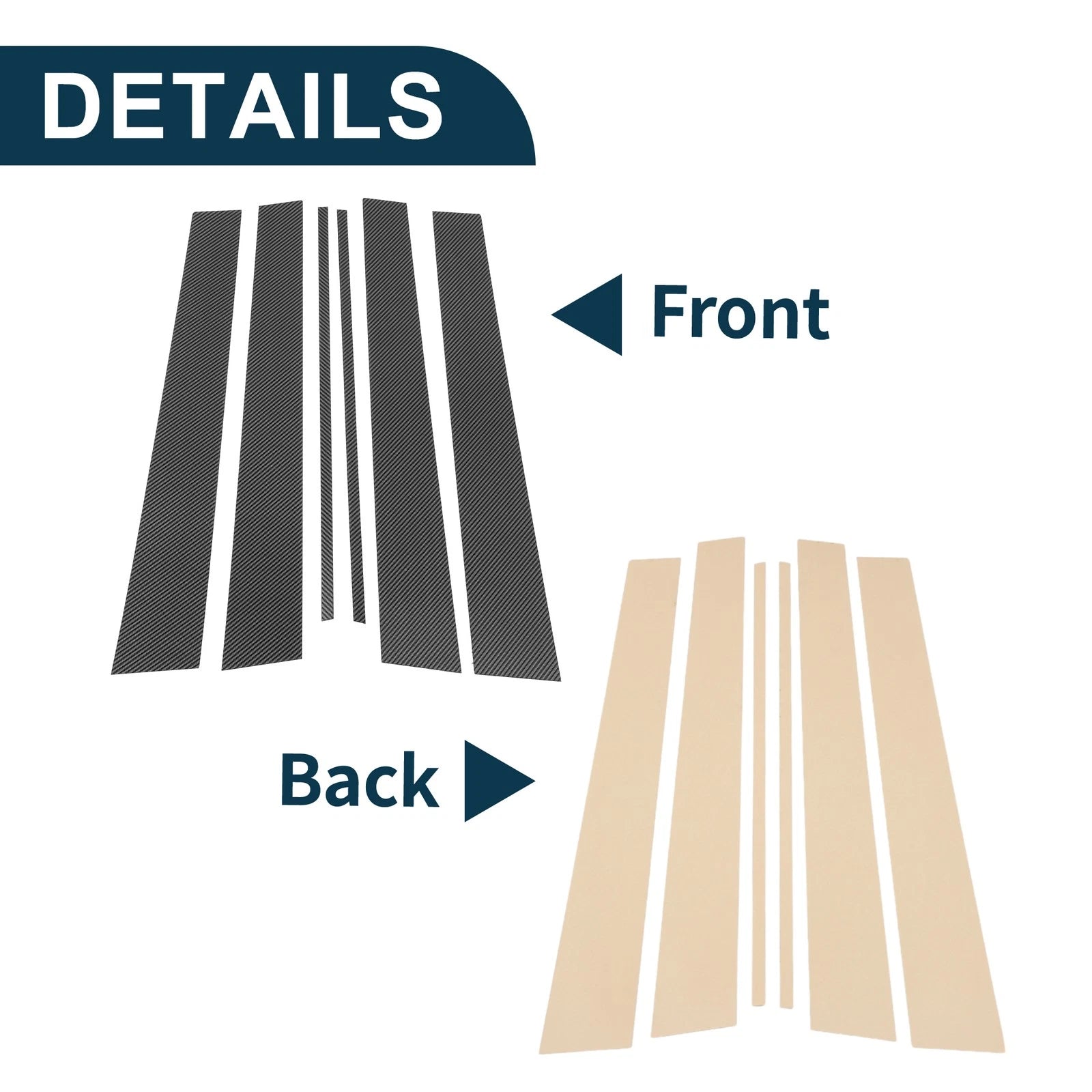 Set of 6 Door Pillar Window Trim for Toyota 4Runner (2003–2009) Carbon Fiber