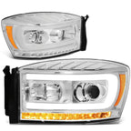 LED DRL Sequential Turn Signal Projector Headlight for Dodge Ram (2006–2009)