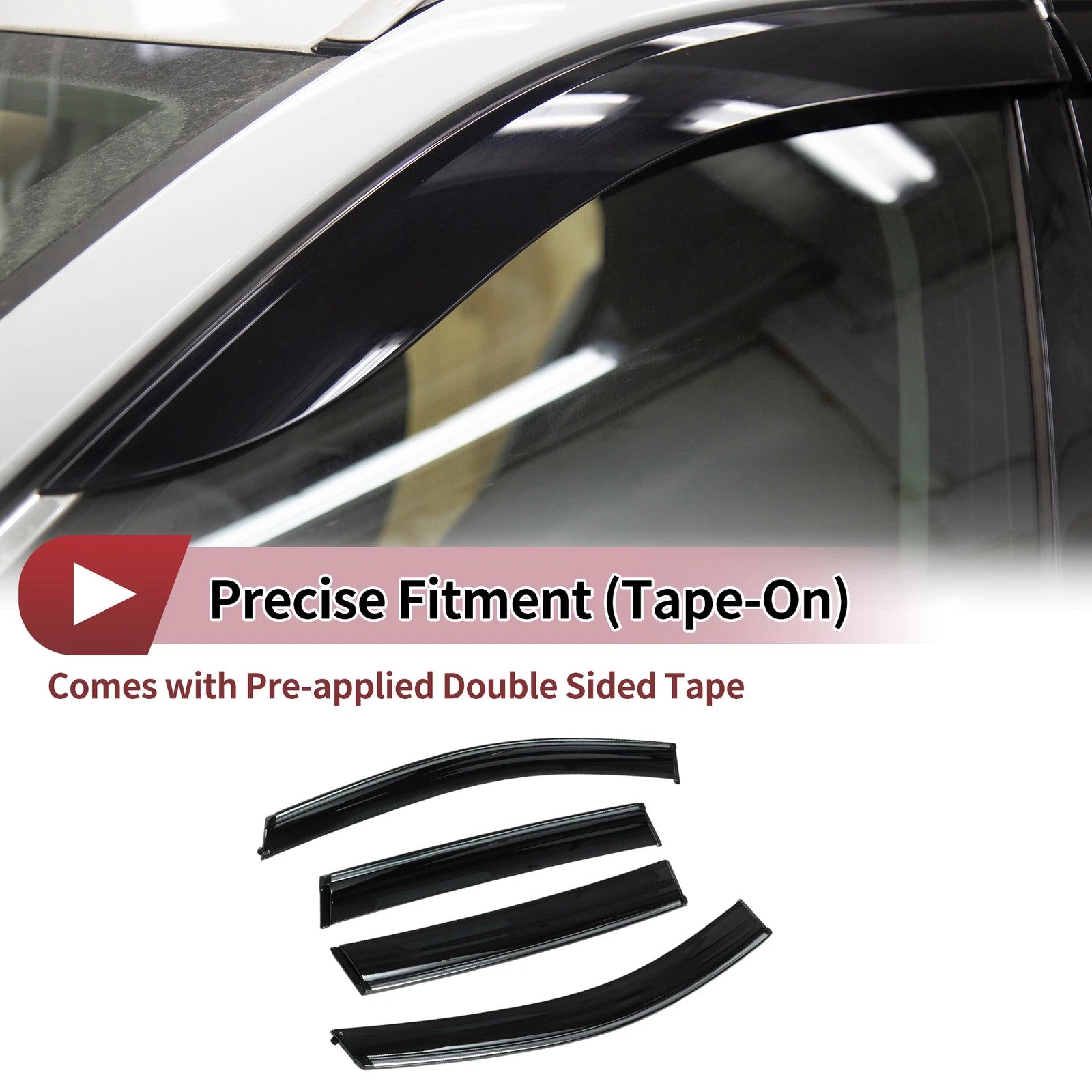Set of 4 Window Deflectors for Ford Escape (2013–2019) Side Vent Visors Black