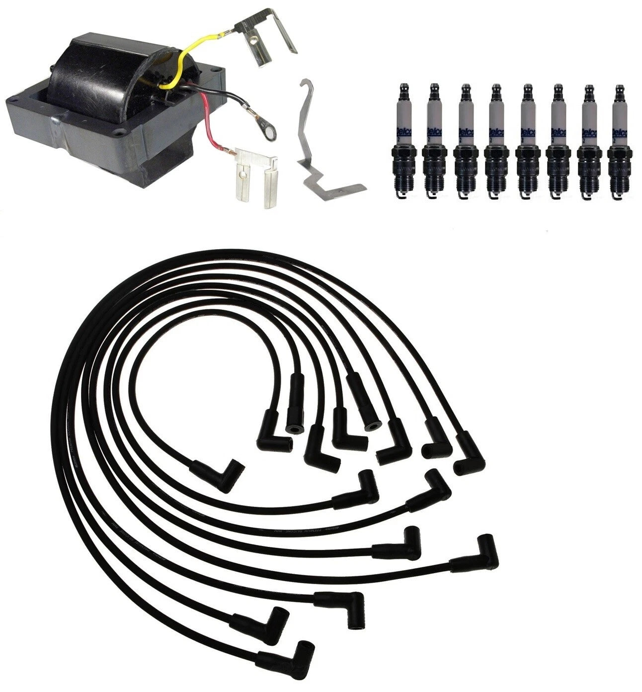 Ignition Wires & Spark Plugs Kit for Chevy C10 C30 GMC C2500 (1973–1987)
