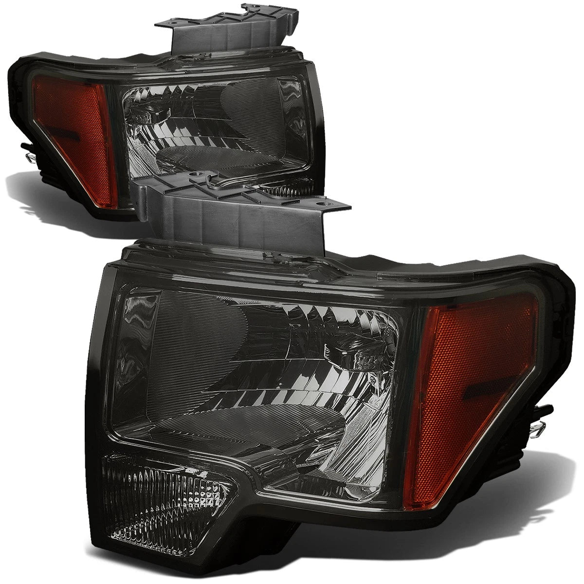 Pair of Smoked Amber Side Headlights for Ford F150 (2009–2014)