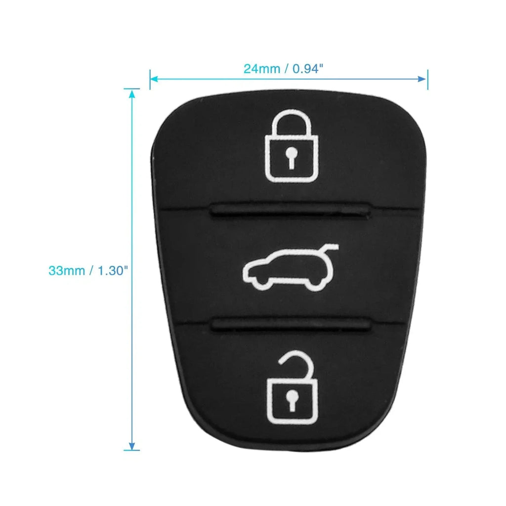 Hyundai 3 Button Key Fob Shell Case Rubber for Replacement ()