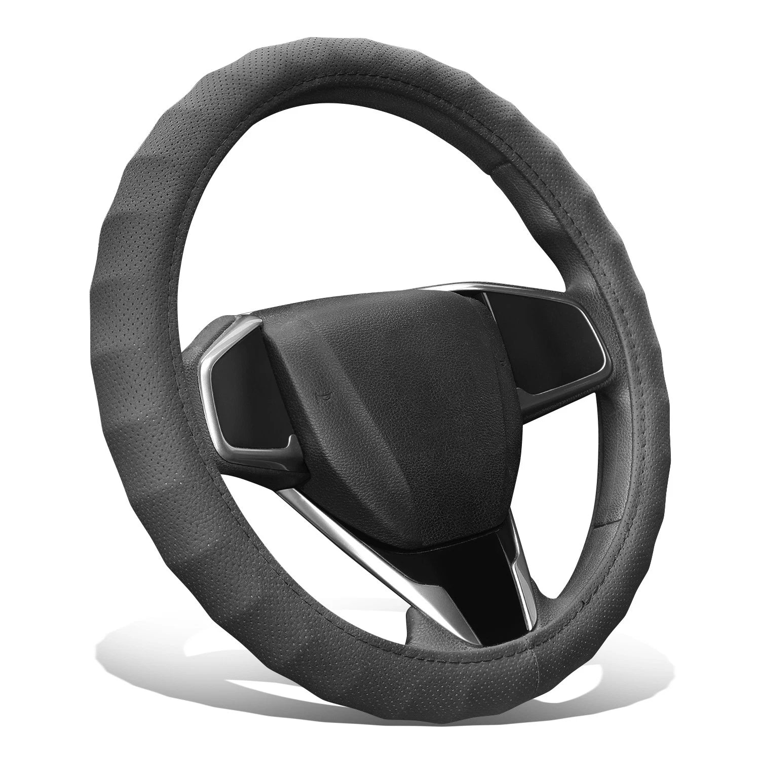 Steering Wheel Cover for - Matte Grain, Perforated, Black