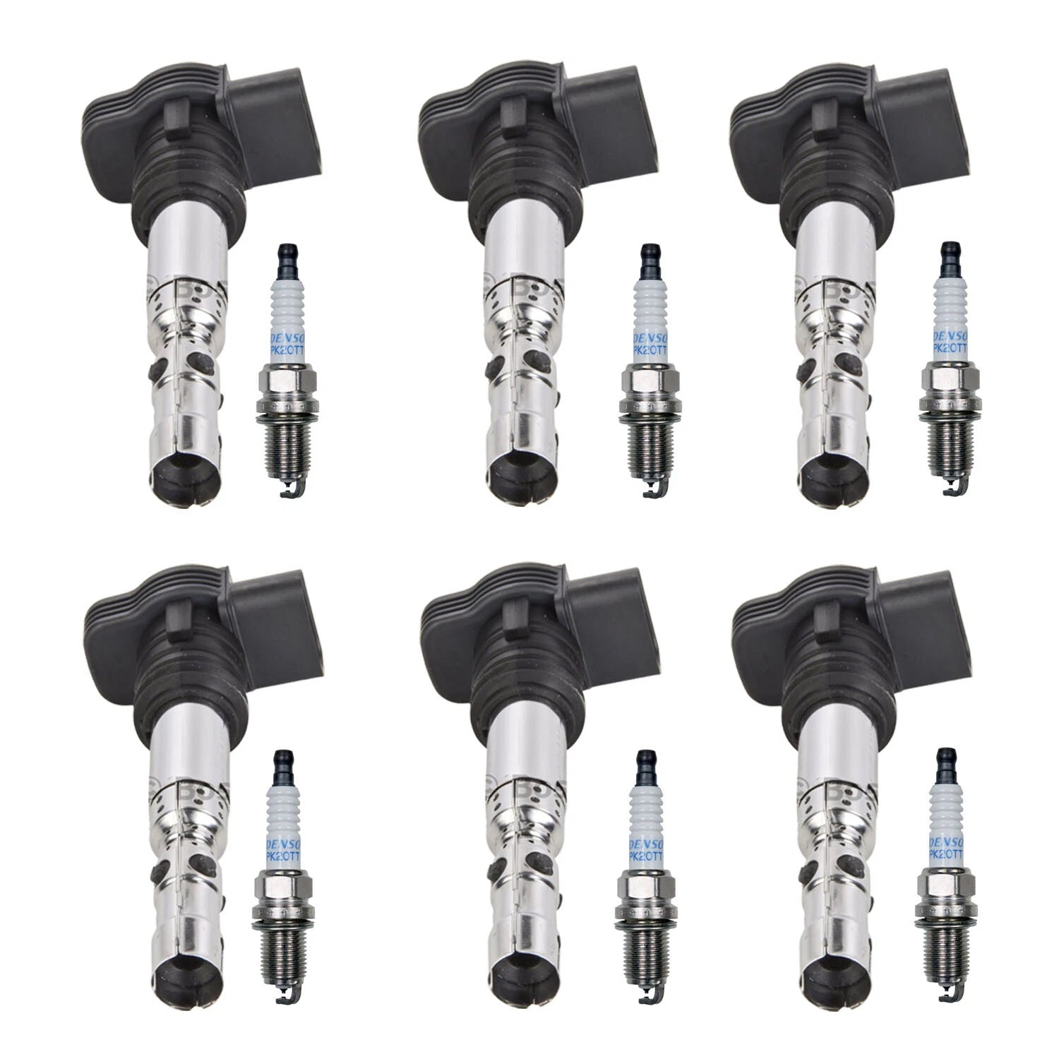 Set of 6 Ignition Coils & Spark Plugs for Audi Allroad Quattro (2001–2005)