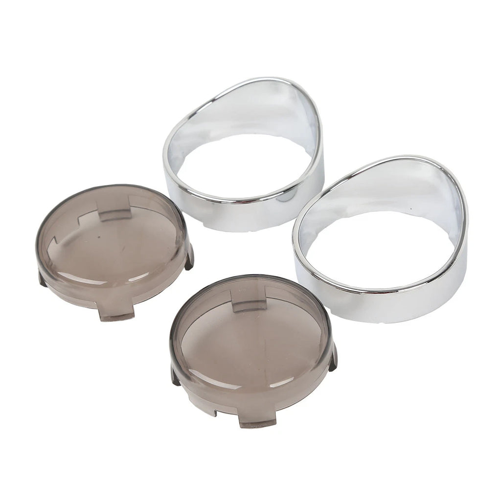 Turn Signal Light Trim Ring Visors Bezels Smoke Lens for Harley Touring Dyna