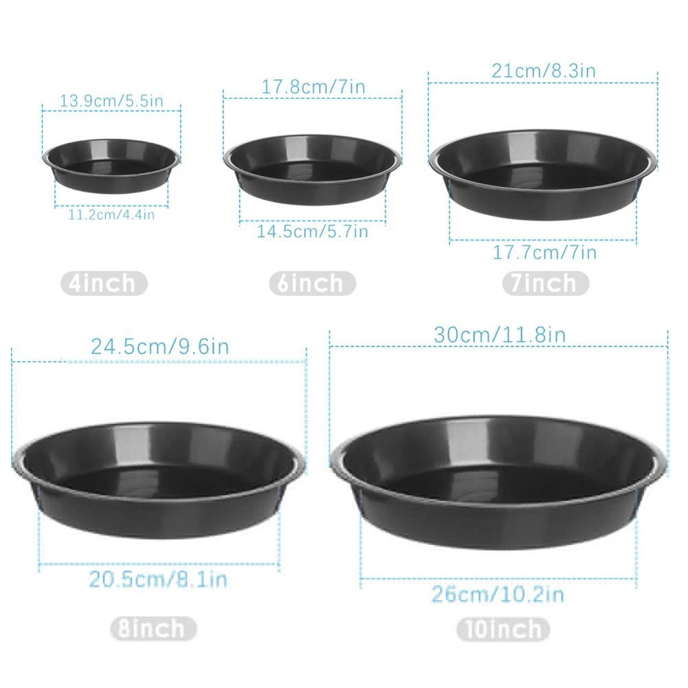 Set of 2 Round Plastic Saucer Plant Trays for Various Sizes (4-10 Inch)