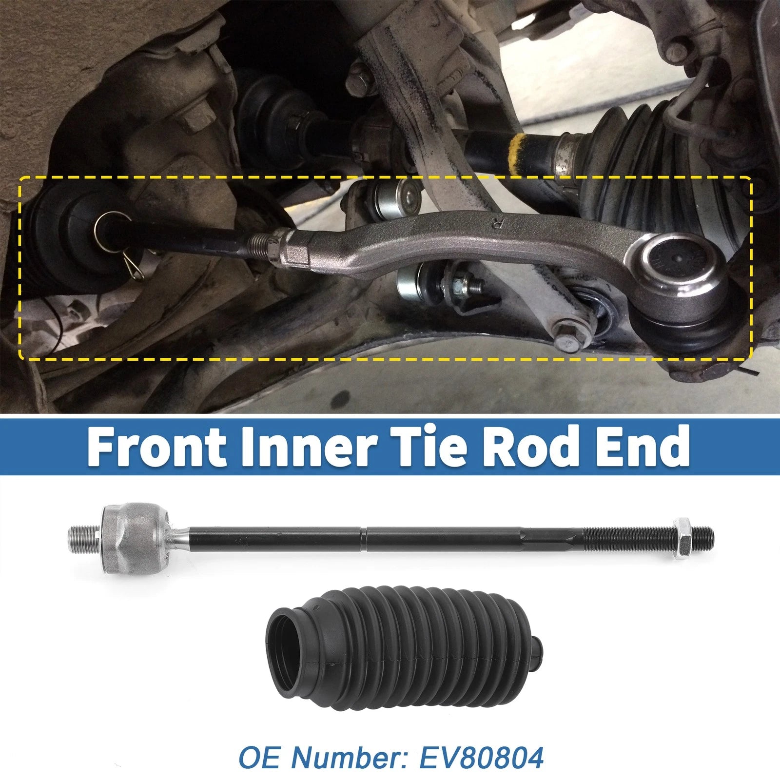 Set of 4 Front Inner Tie Rod End Links for Ford Mustang (2005–2010) No.EV80804
