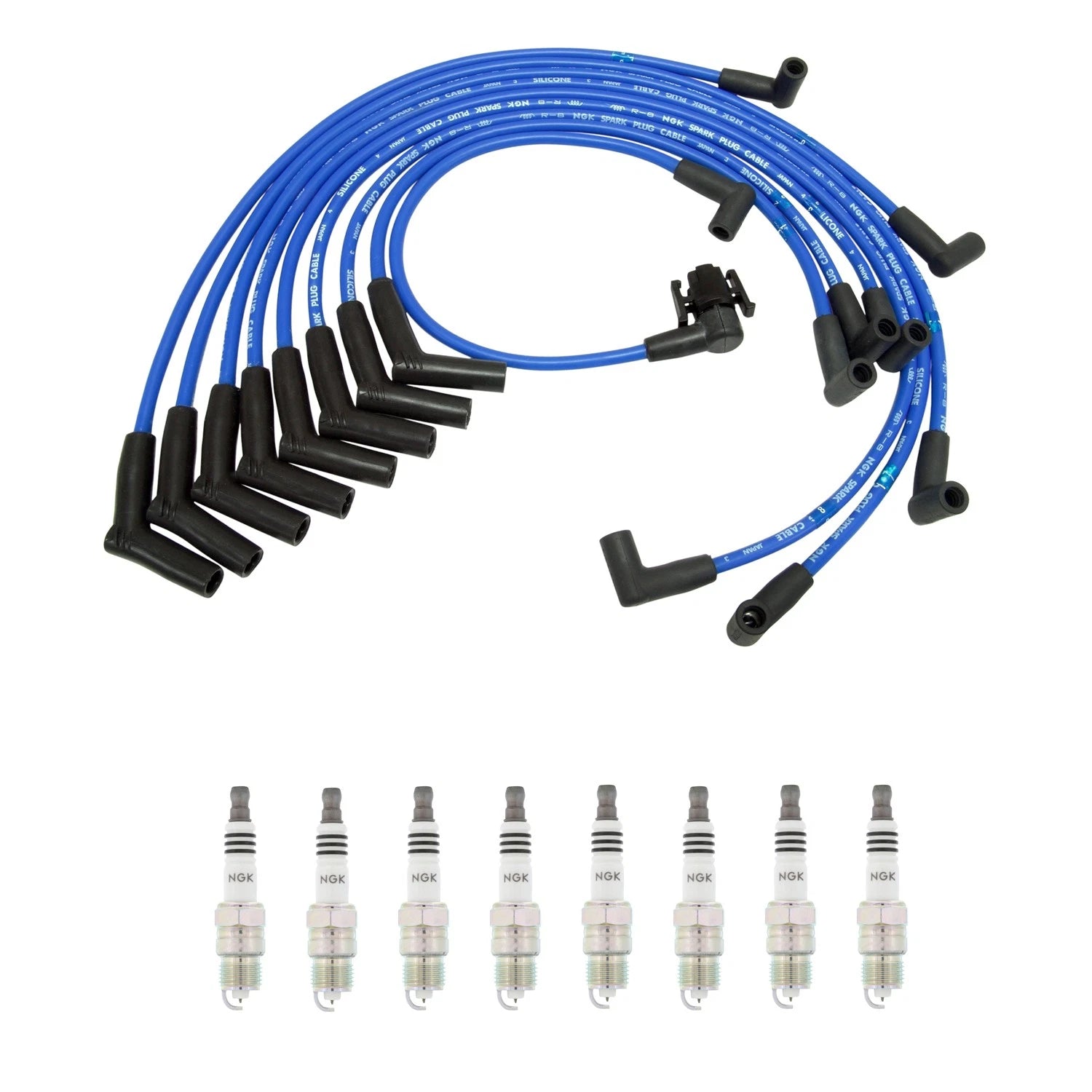 NGK Wire Set & 8 Iridium IX Spark Plugs Kit for Ford F-250 F-350 (1980–1996)