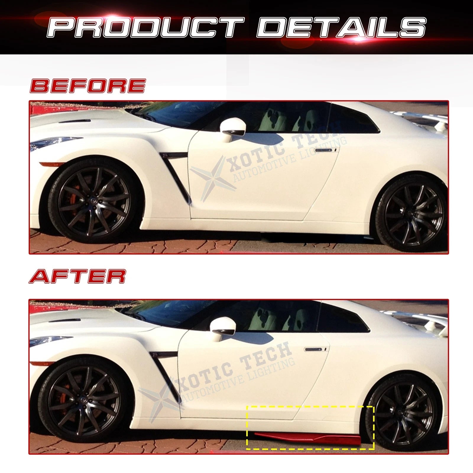 Left/Right 29" Lower Rear Side Skirt Winglets Diffusers Extension (Universal Fit 1990-2024)