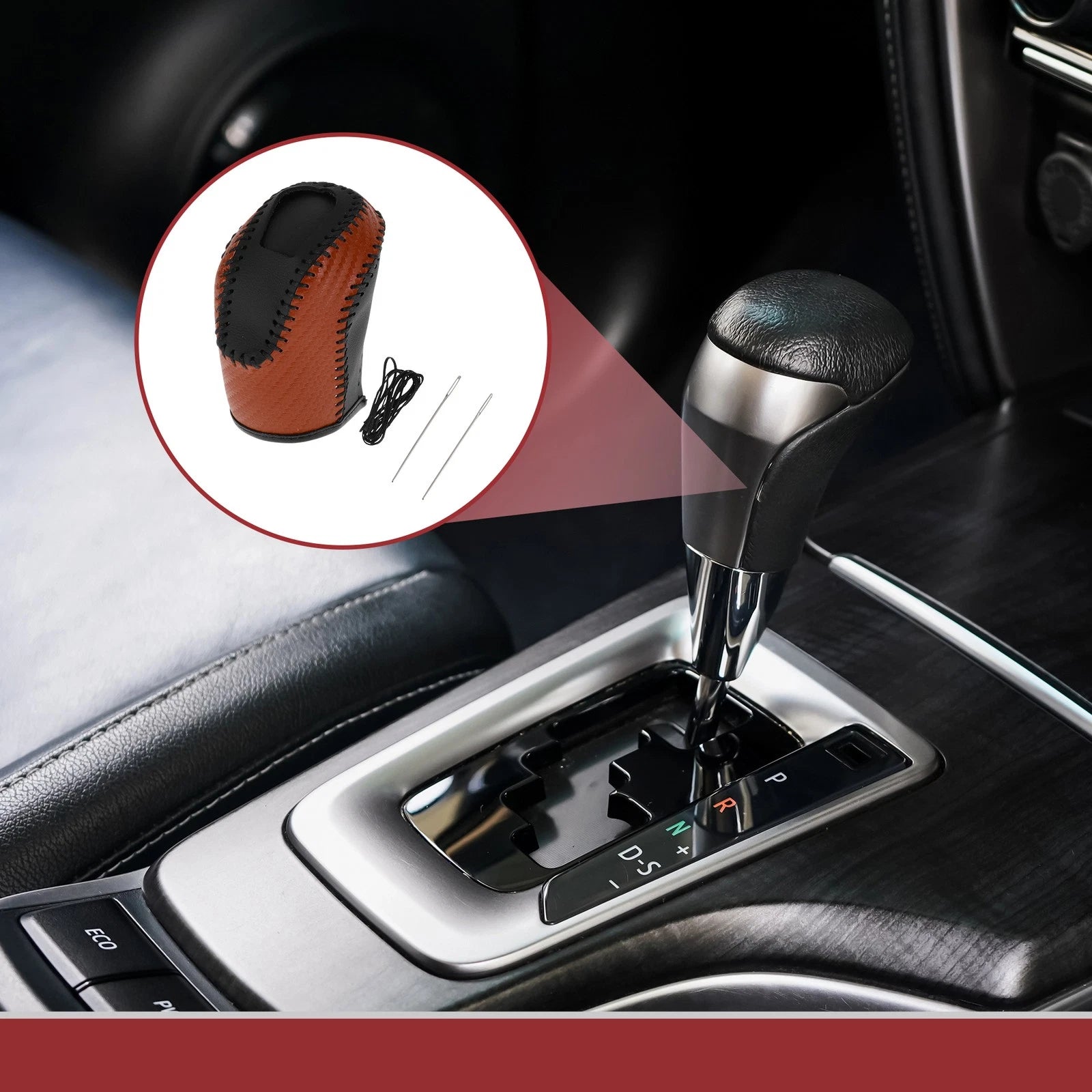 1 Pc Gear Shift Knob Cover for Volkswagen Taos (2022–2023) Brown Black