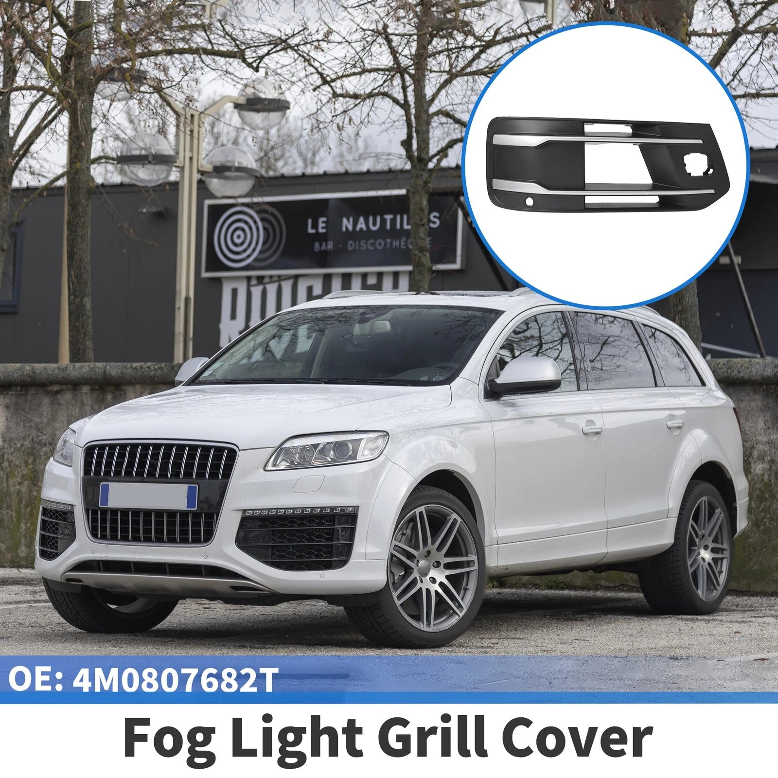 Fog Light Grill for Audi Q7 (2007–2015) No. 4M0807682T Black Silver Tone