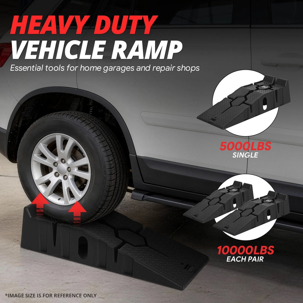 7" Lift Height Non-Skid Tread Wheel Tire Change Ramps Chock Pair