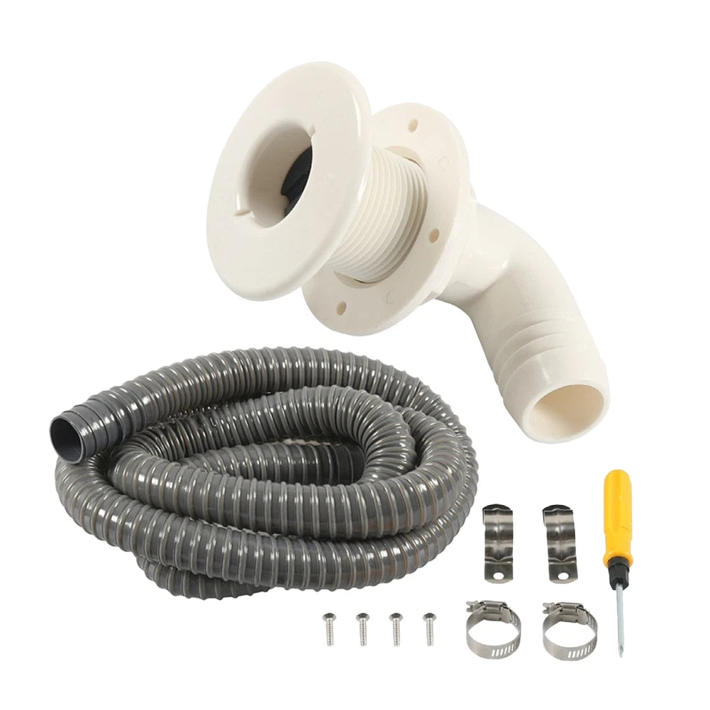 Bilge Drain Kit for Boats (1-1/8 Inch ABS Fitting, 2m PVC Hose)