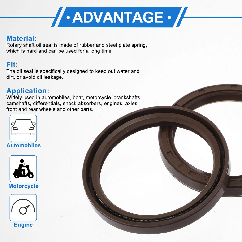 2X Oil Seal Rotary Shaft Seal FKM Rubber 55x68x8mm for Various Models