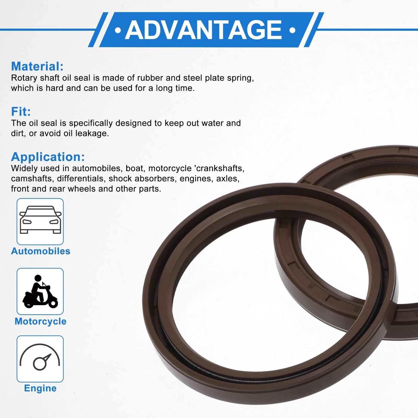 2X Oil Seal Rotary Shaft Seal FKM Rubber 55x68x8mm for Various Models