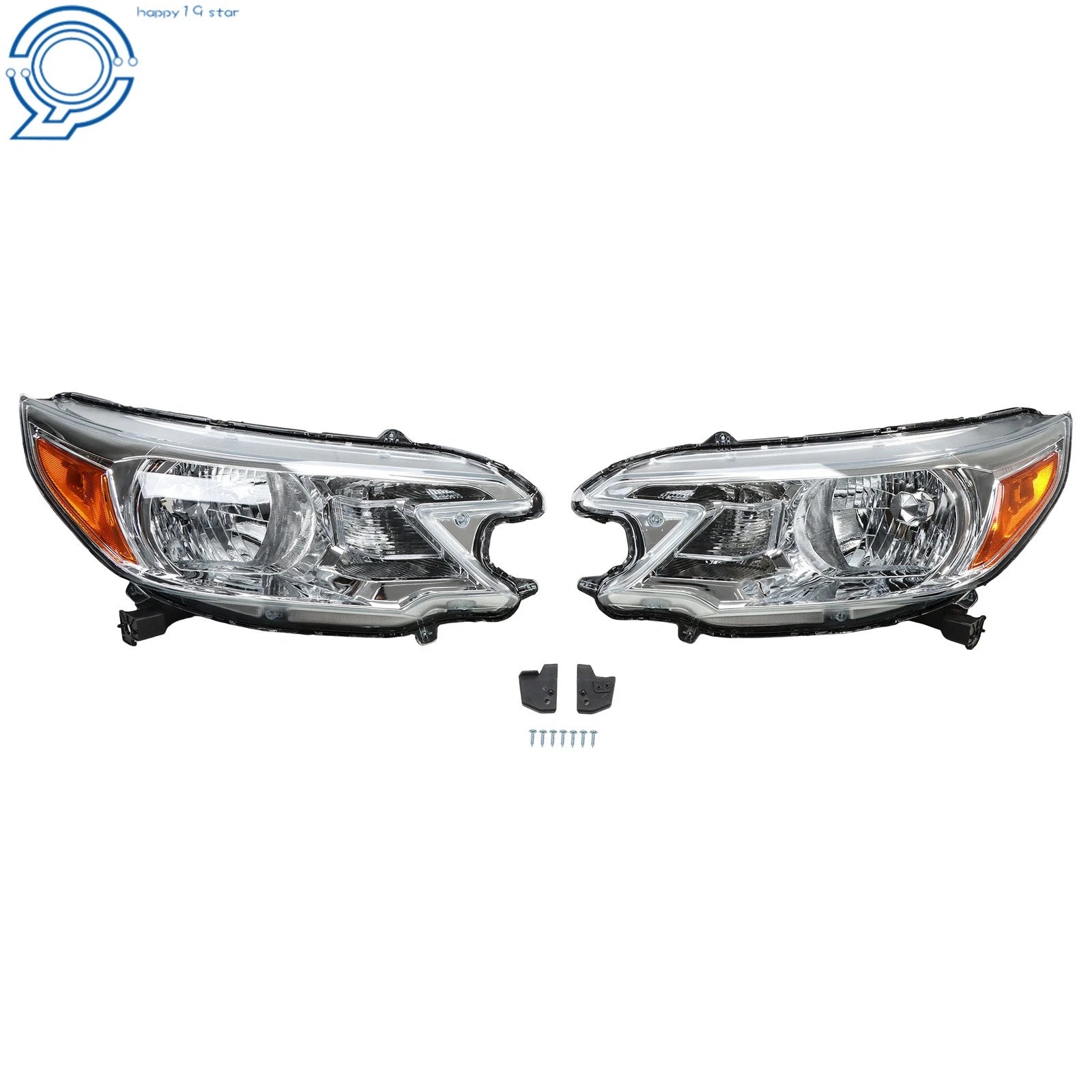 Halogen Headlight Pair for Honda CR-V (2012–2014) Chrome Housing