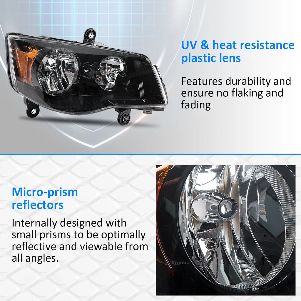 Right Headlight for Chrysler Town & Country, Dodge Grand Caravan (2008–2016)