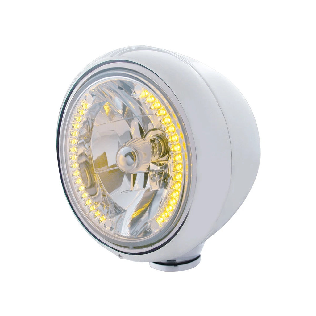 H4 Headlight Bulb Amber LED 34 Stainless Steel Guide for Universal Use