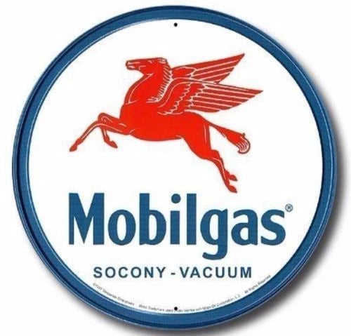 Vintage Replica Tin Metal Sign for Mobilgas Gasoline (Antique)