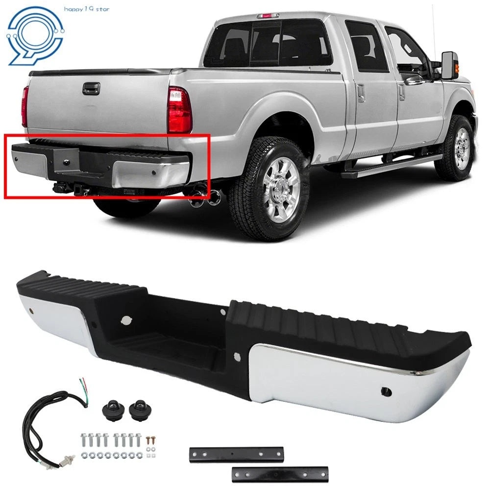 Chrome Rear Step Bumper with Sensor Hole for Ford F-250 F-350 (2008–2016)
