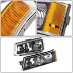 Set of 2 Black/Amber Side Headlight Bumper Lamps for Chevy Silverado (2003–2006)