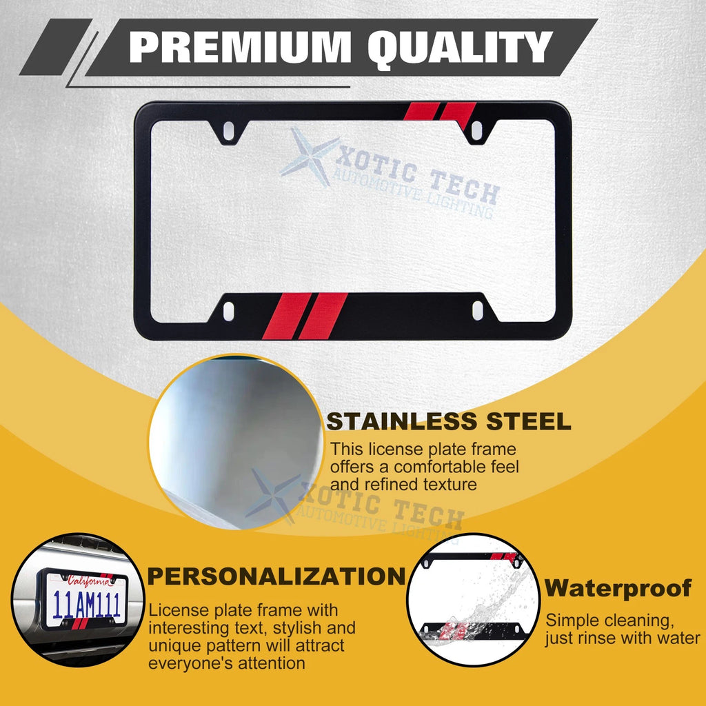 Stripe Slash License Plate Frame & Valve Stem Caps for Dodge (-)