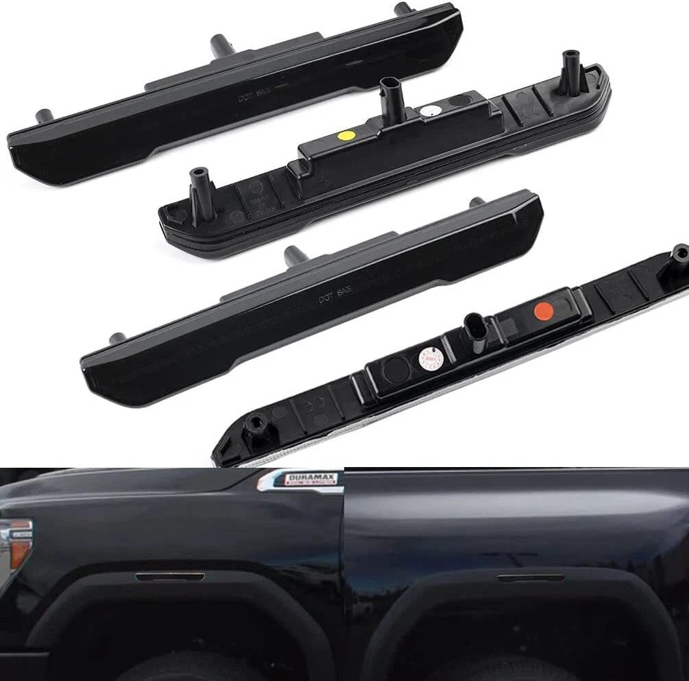 Smoked LED Front Rear Side Marker Lights for GMC Sierra 2500HD 3500HD (2020–2024)