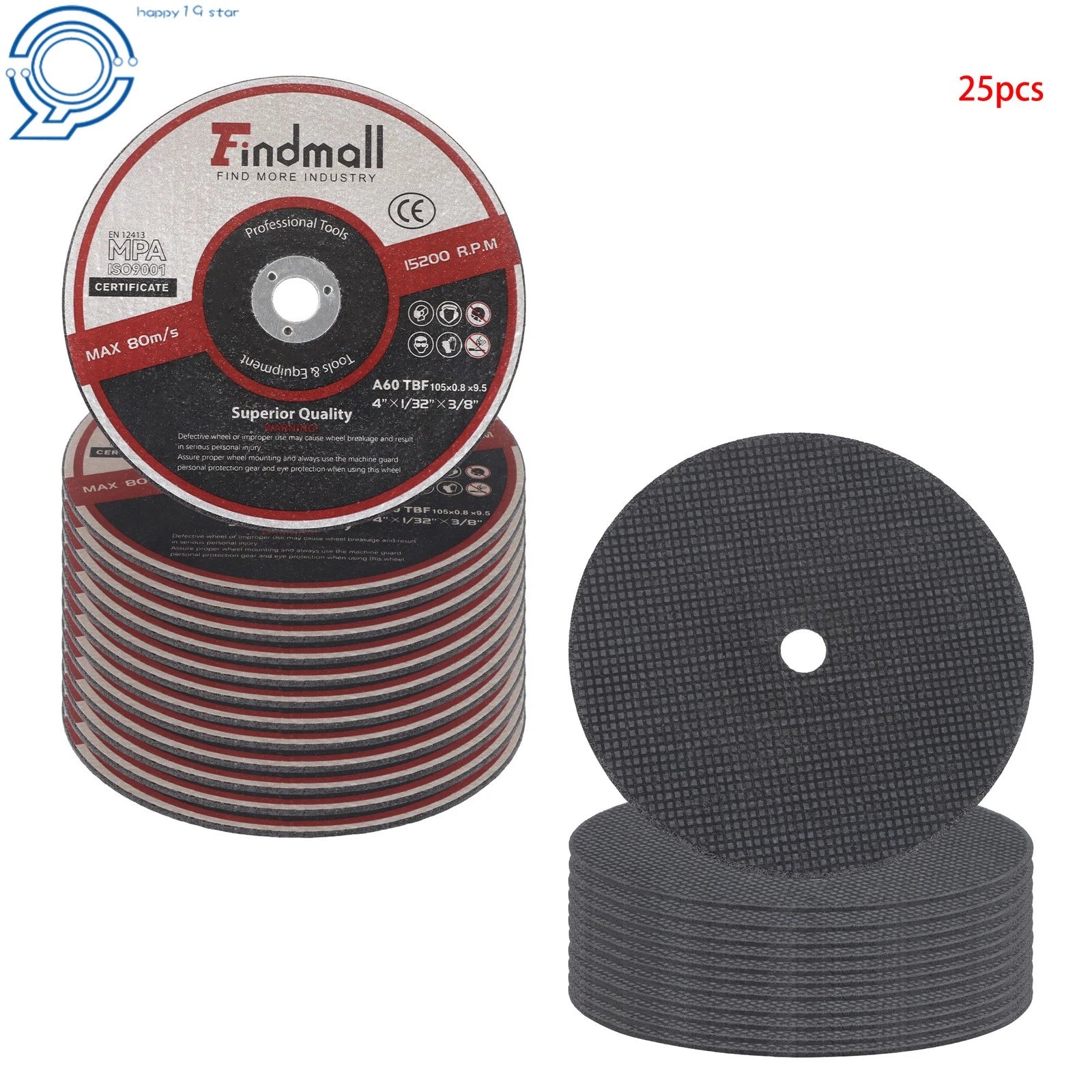 25 Pack Cut Off Wheels 4" x 1/32" for Metal & Stainless Steel