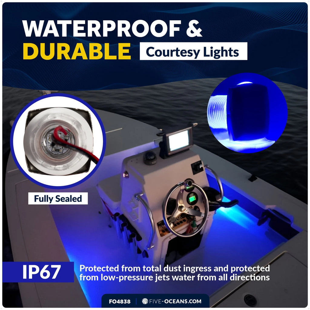 Set of 4 LED Courtesy Lights for Universal Vehicles (1-5/16" Square)
