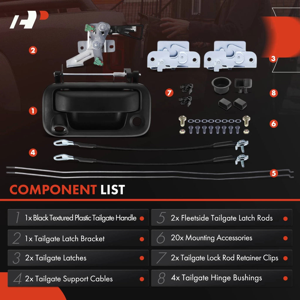 Tailgate Hardware Rebuild Kit with Cable & Rod for Ford F-150 (2009–2014)