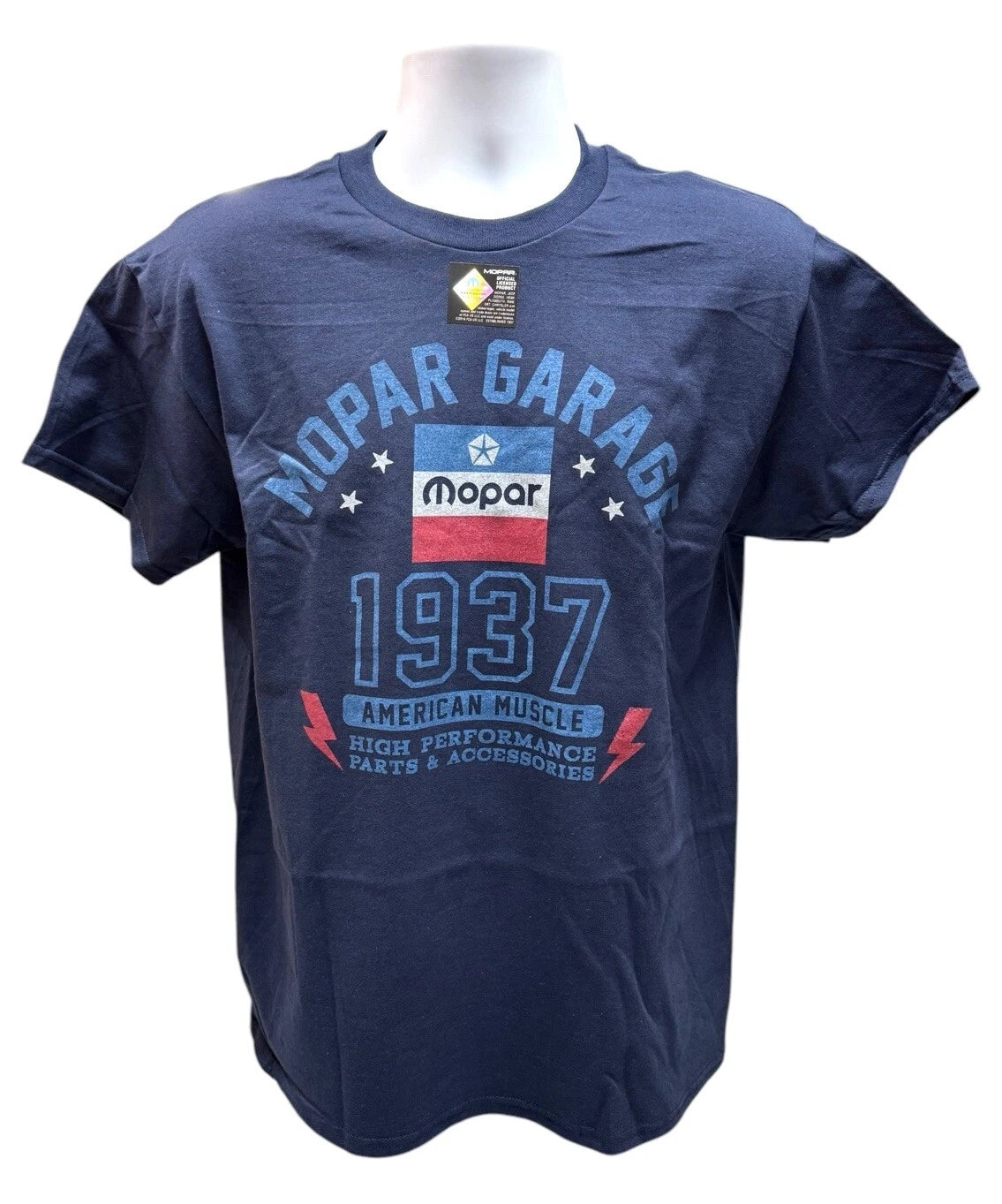 Navy Blue Licensed Mopar T Shirt for 1937 Garage Fan (1937–1937)