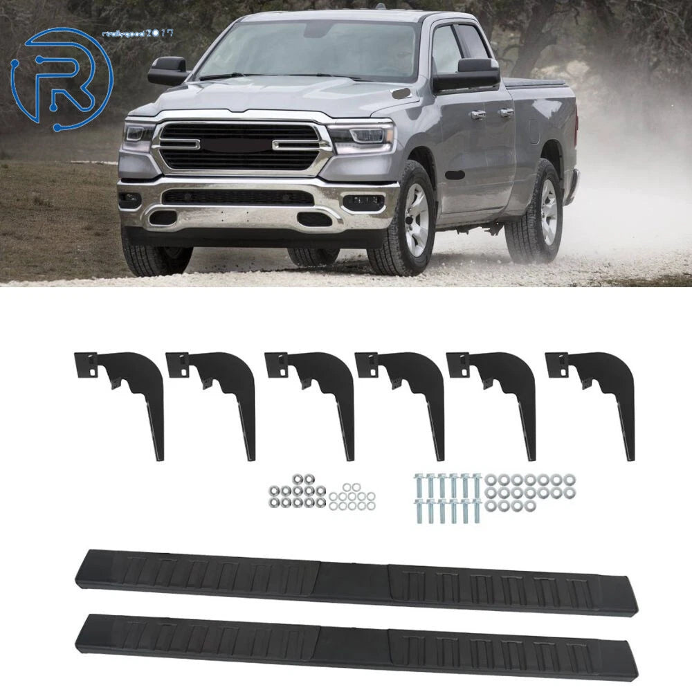 Set of 2 Running Boards 6" Side Steps Black for Ram 1500 (2019–2023)