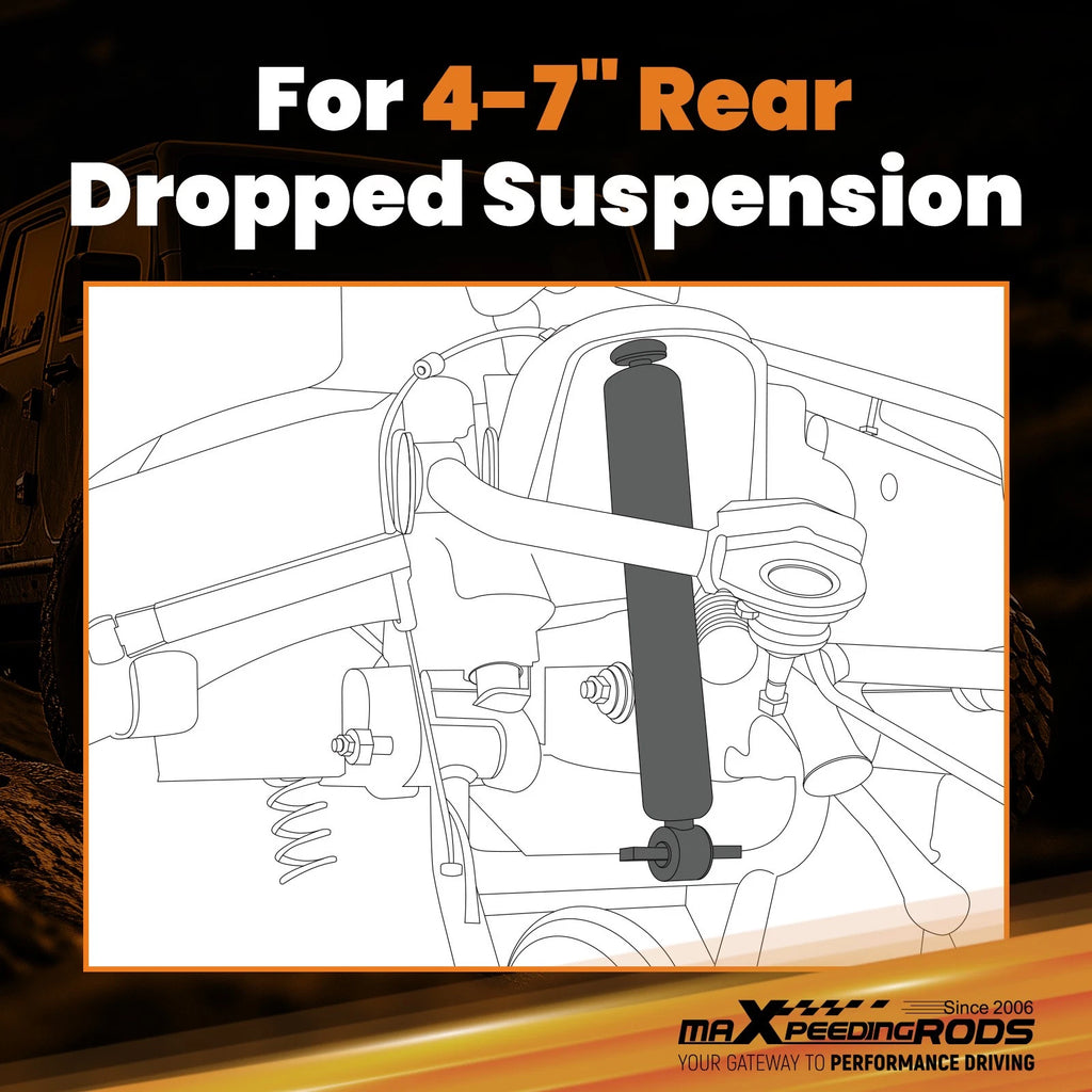 Rear Lowering Shocks for Chevy GMC C10 C15 (1973–1987) 4"-7" Drop