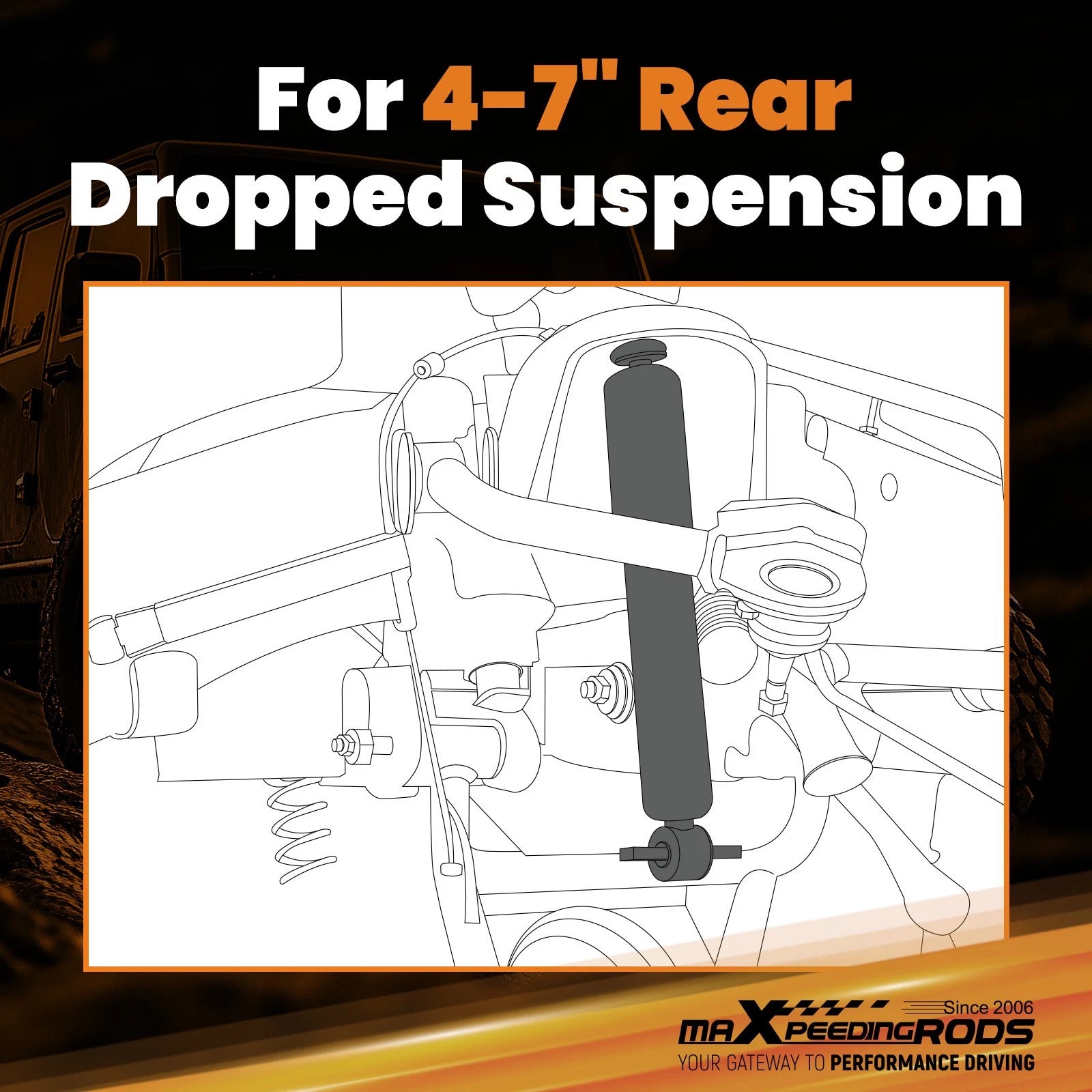 Rear Lowering Shocks for Chevy GMC C10 C15 (1973–1987) 4"-7" Drop
