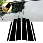Set of 6 Door Trim Window Decals for Honda Accord (2008–2012) Black Pillar Posts
