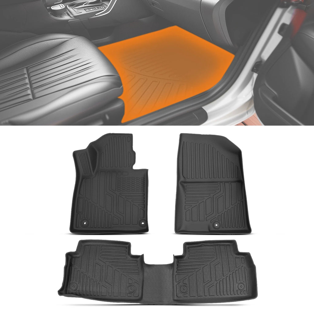 Set of 2 Black Waterproof Floor Mats Liner for Hyundai Santa Fe (2019–2020)
