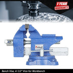 4-1/2" Heavy Duty Rotating Bench Vise with 240 Degree Swivel