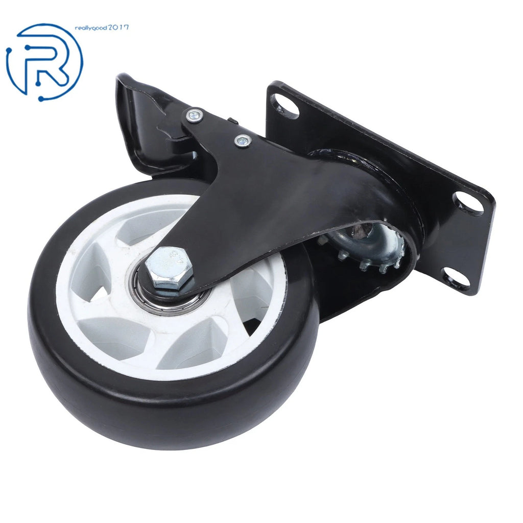 Set of 4 Black Casters with White Hubs, 360-Degree, 2200 lb Capacity