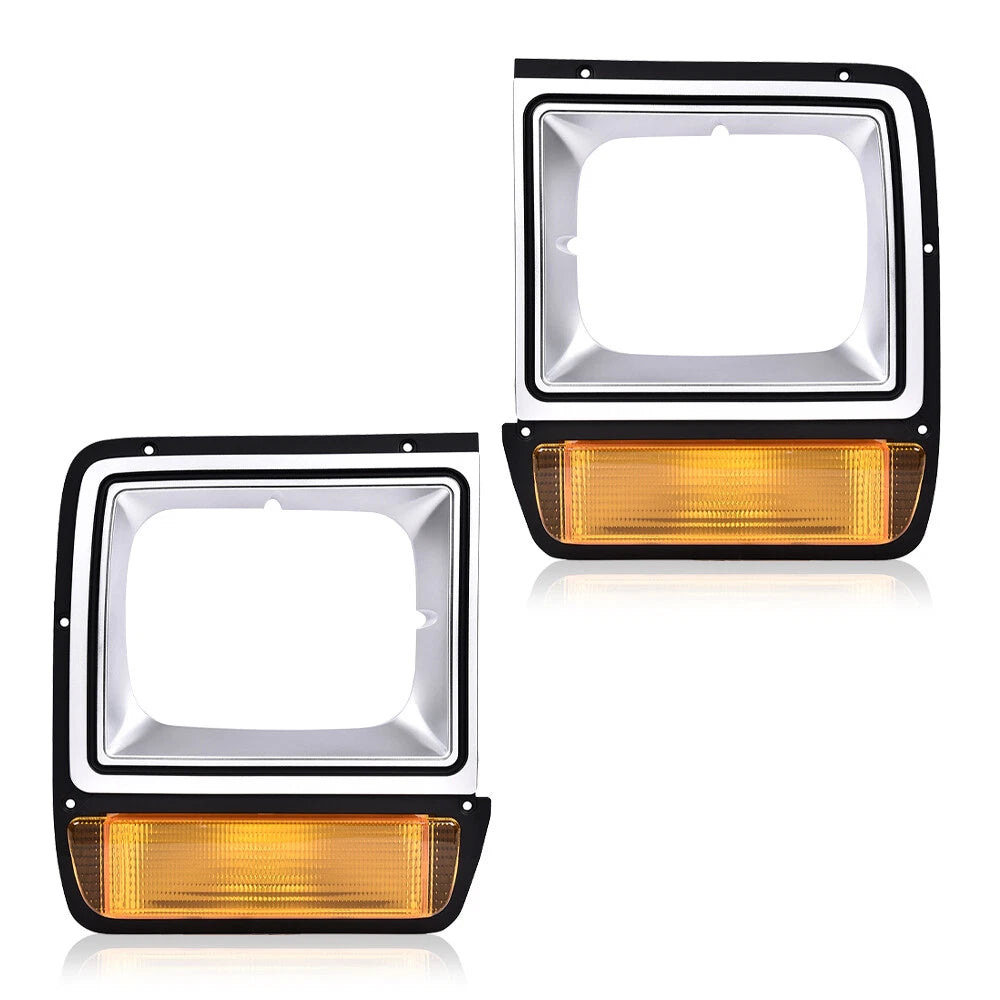 Headlight Bezel Trim Pair with Parking Turn Signal for Dodge D/W Truck