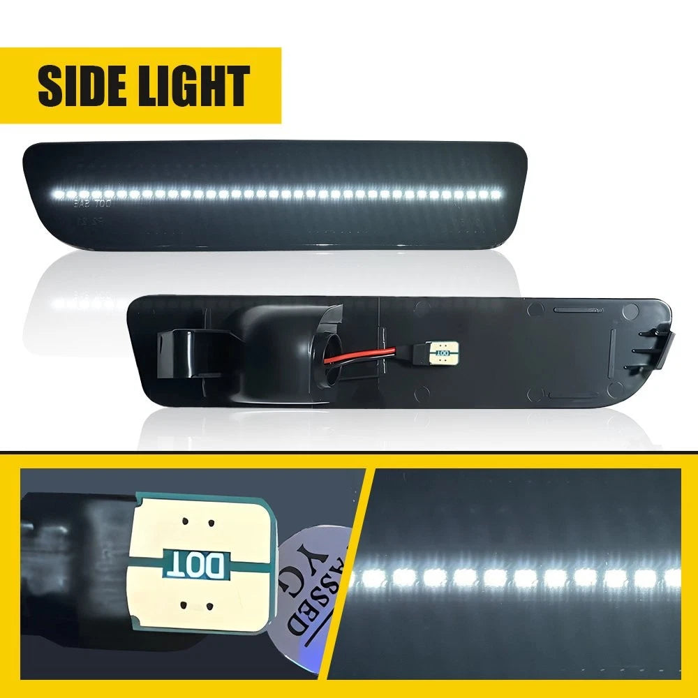 Smoked White LED Rear Bumper Side Marker Lamps for Ford Mustang (2005–2009)