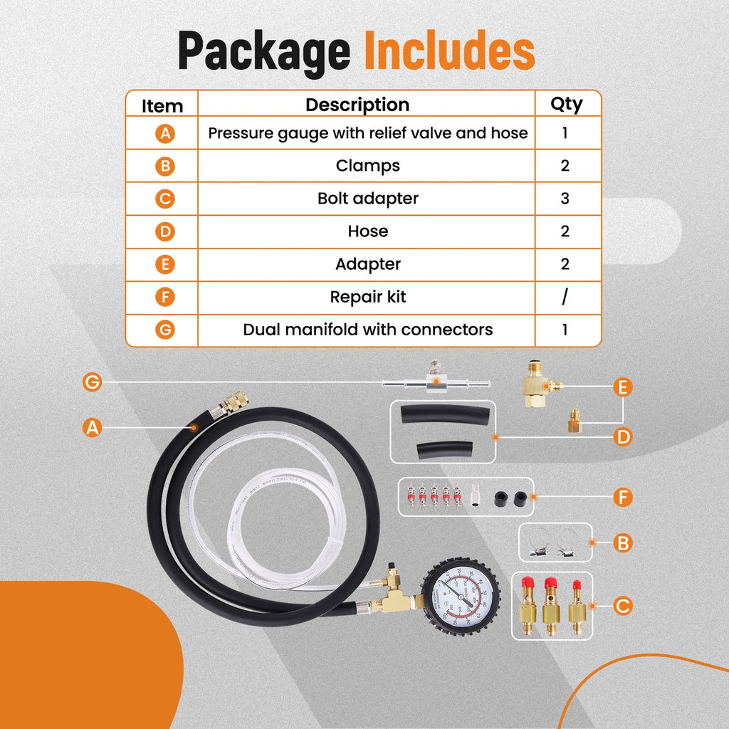 Fuel Injection Pump Pressure Tester Kit for Universal Vehicles (0-100 psi)