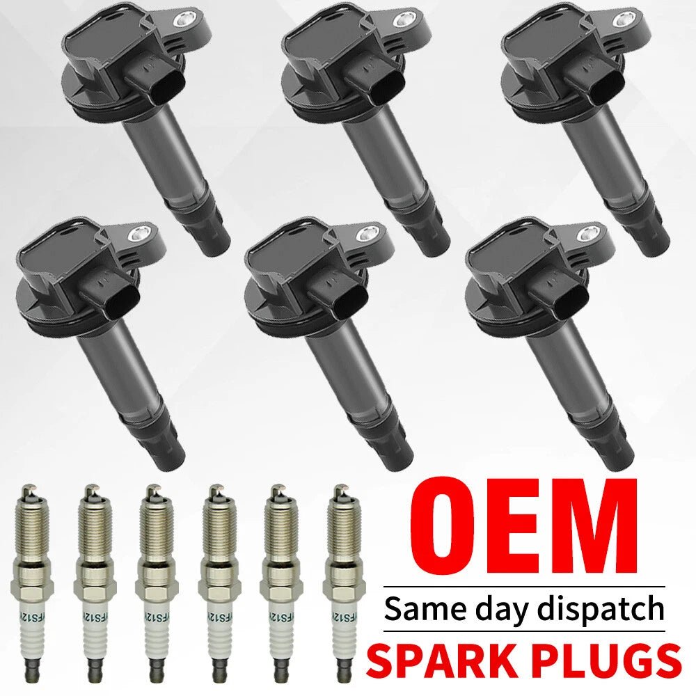 6Pack Ignition Coil & Iridium Spark Plug for Ford Lincoln Mazda 3.5L 3.7L (2006–2019) UF553