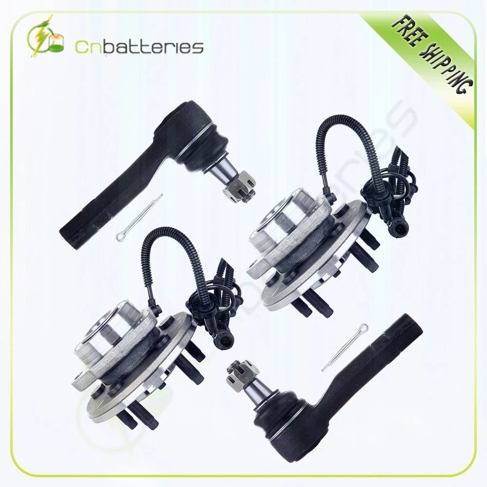 2 Front Wheel Bearings + 2 Tie Rod Ends for Lincoln Aviator (2003–2005)
